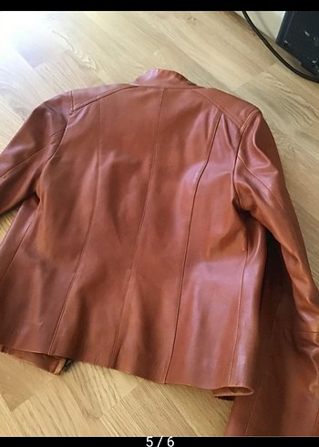 Kahverengi Deri Polo Ceket - Görsel 5