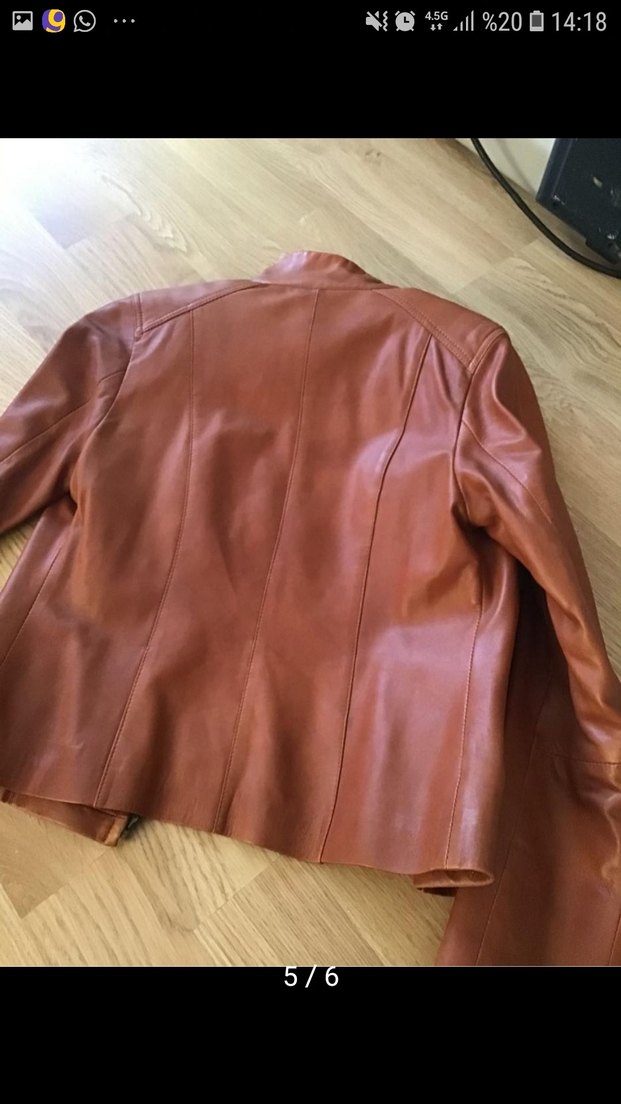 Kahverengi Deri Polo Ceket - Görsel 5