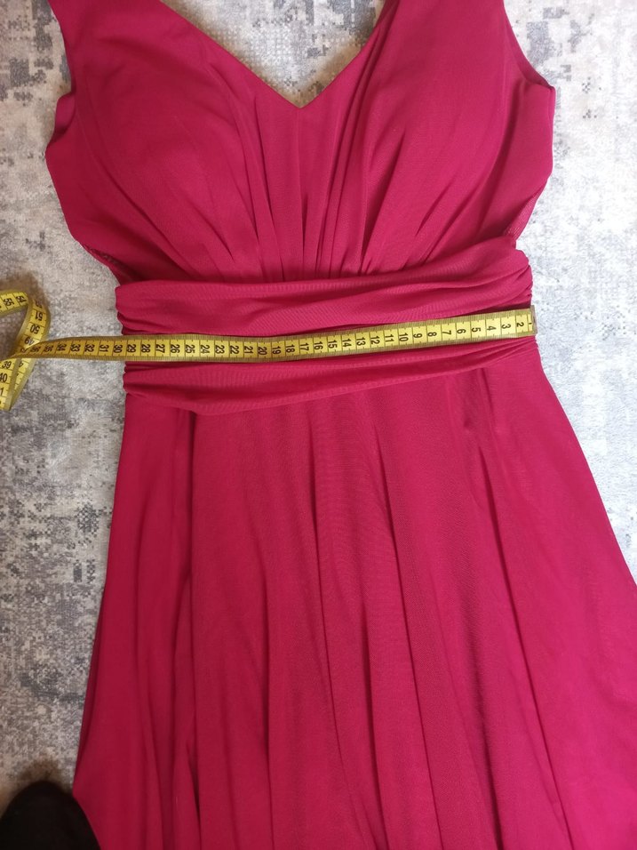 Bordo Uzun Askılı Abiye Elbise - Görsel 4