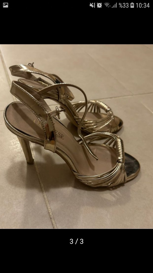 Divarese Altın Renkli Metal Topuklu Kadın Ayakkabı - Görsel 2