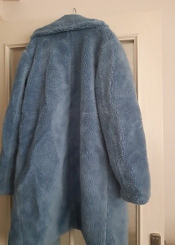 Mavi Peluş Detaylı Midi Kadın Kaban - Görsel 5