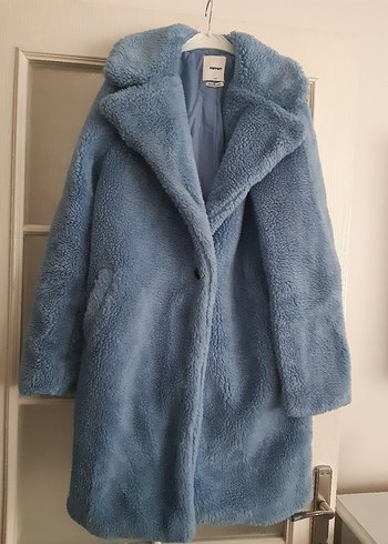 Koton Mavi Peluş Detaylı Midi Kadın Kaban