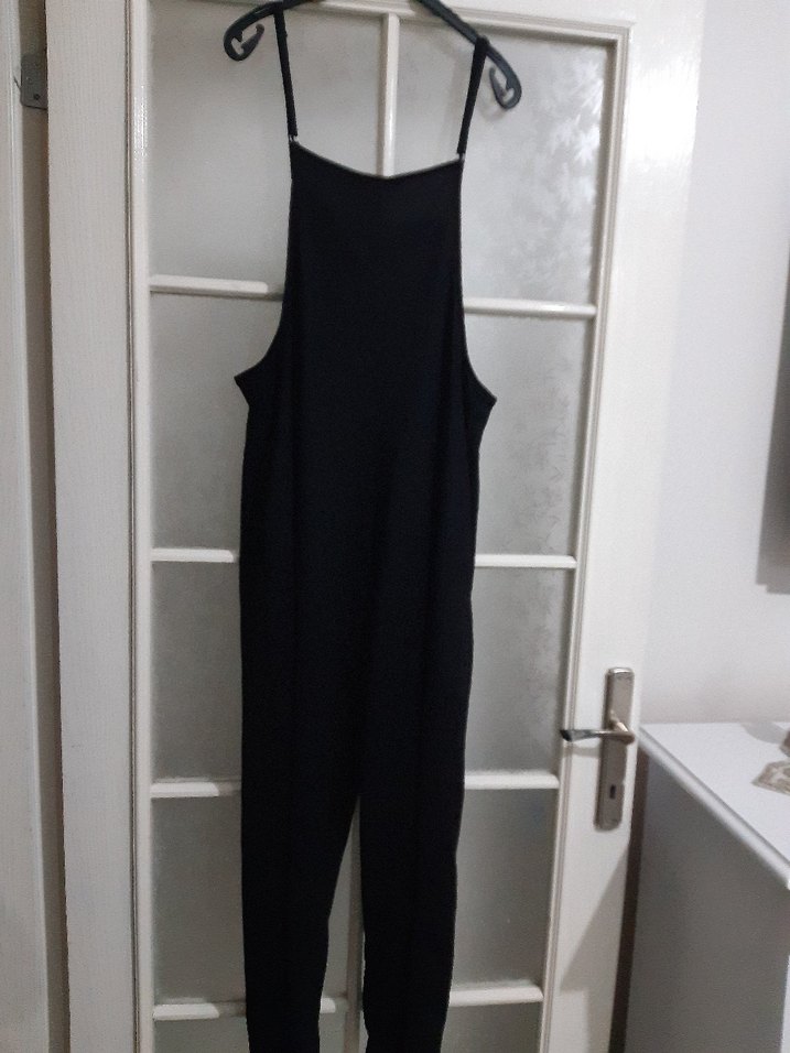 Siyah İnce Askılı Midi Tulum - Görsel 4