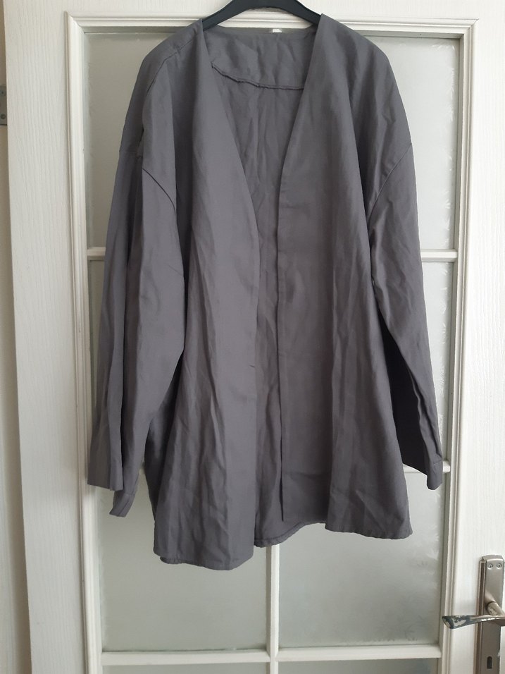 Gri Uzun Keten Hamile Ceketi - Görsel 4