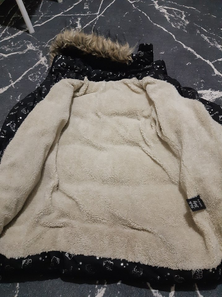 Sokak Stili Kürklü Siyah çocuk Kışlık Mont - Görsel 4