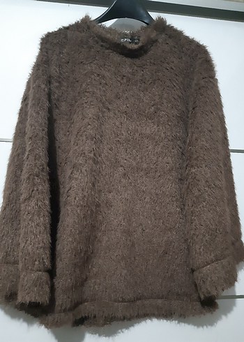 Kahverengi Tüylü Kadın Sweatshirt - Görsel 2