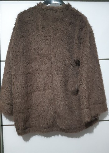 Kahverengi Tüylü Kadın Sweatshirt - Görsel 3