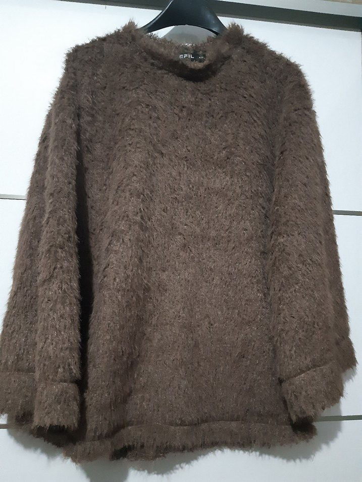 Kahverengi Tüylü Kadın Sweatshirt - Görsel 2