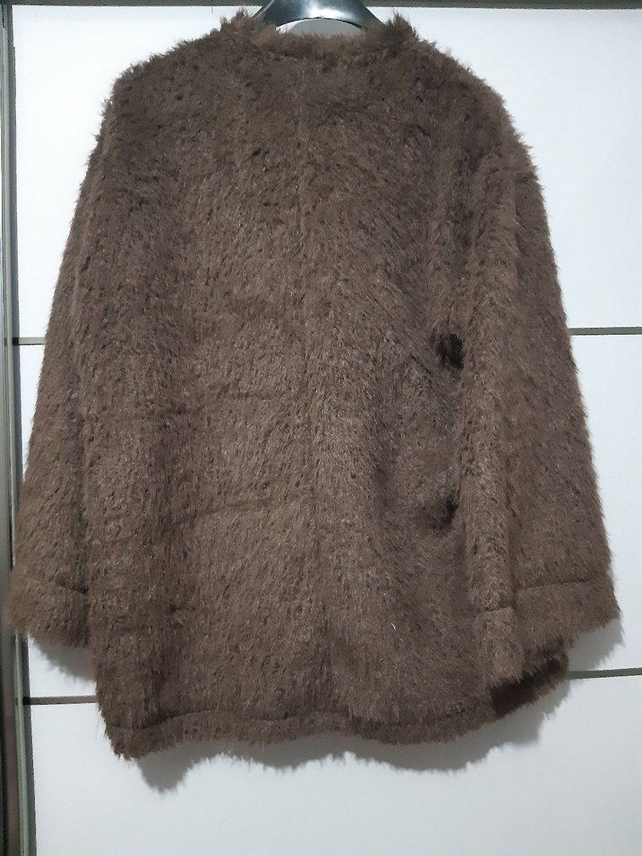 Kahverengi Tüylü Kadın Sweatshirt - Görsel 3