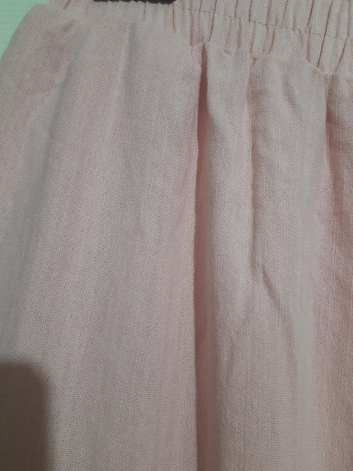 Pembe Bol Kesim Piliseli Keten Pantolon - Görsel 2