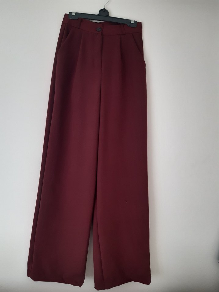 Bordo Kadın Midi Kumaş Pantolon - Görsel 2