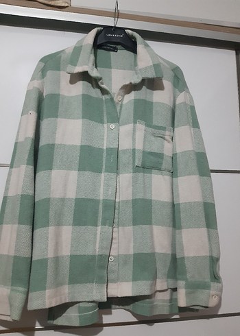 Düğmeli Yeşil Ekose Kadın Gömlek - Görsel 2