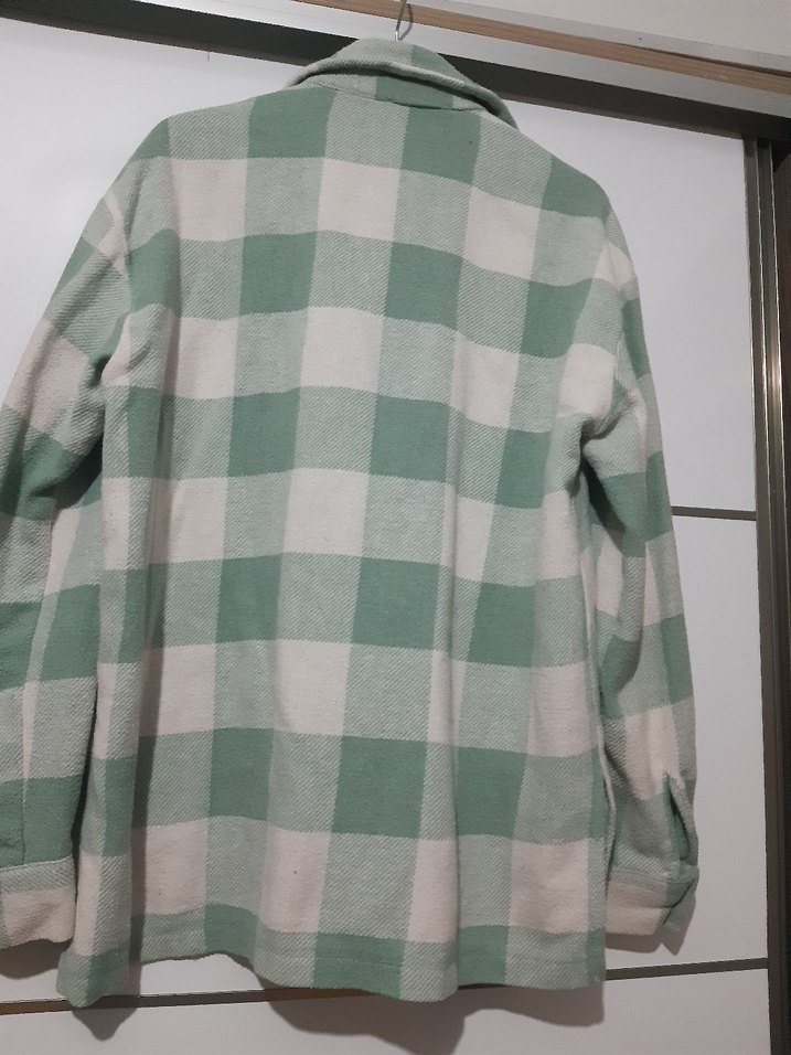 Düğmeli Yeşil Ekose Kadın Gömlek - Görsel 3