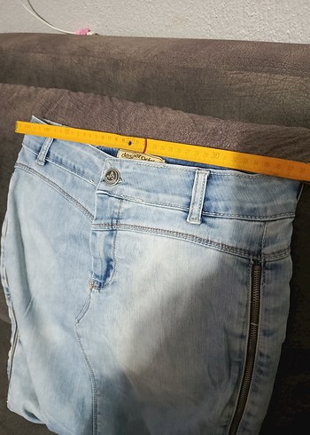 Fermuarlı Mavi Denim Midi Etek - Görsel 4