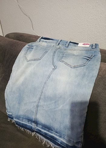 Fermuarlı Mavi Denim Midi Etek - Görsel 2