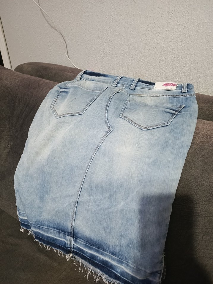 Fermuarlı Mavi Denim Midi Etek - Görsel 2
