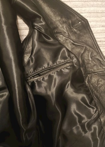 Düğmeli Siyah Deri Biker Yelek - Görsel 6