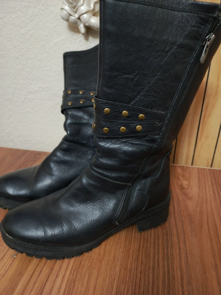 Siyah Deri Tokalı Biker Bot - Görsel 3