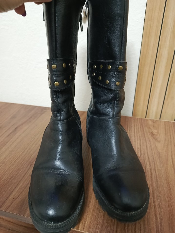 Siyah Deri Tokalı Biker Bot - Görsel 5