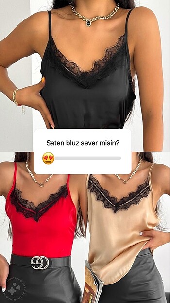 Saten dantelli bluz