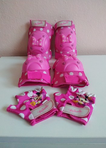 Pembe Minnie Biker Korumalı Eldiven ve Dizlik Seti