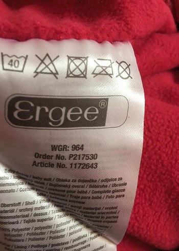 Ergee Kız Bebek Kırmızı Kürklü Kapüşonlu Tulum - Görsel 3