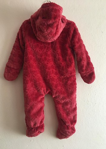 Ergee Kız Bebek Kırmızı Kürklü Kapüşonlu Tulum - Görsel 2