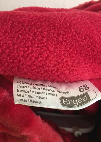 Ergee Kız Bebek Kırmızı Kürklü Kapüşonlu Tulum - Görsel 4