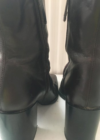 37 No. Zara Kahverengi Deri Kadın Topuklu Bot - Görsel 5