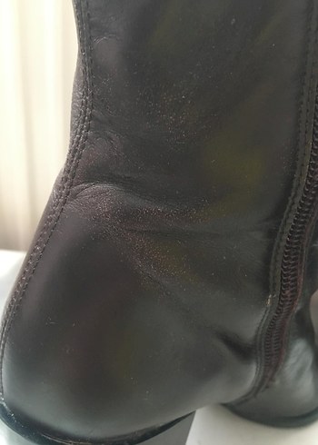 37 No. Zara Kahverengi Deri Kadın Topuklu Bot - Görsel 8