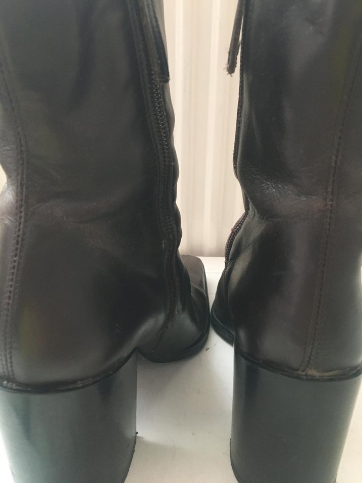 37 No. Zara Kahverengi Deri Kadın Topuklu Bot - Görsel 5