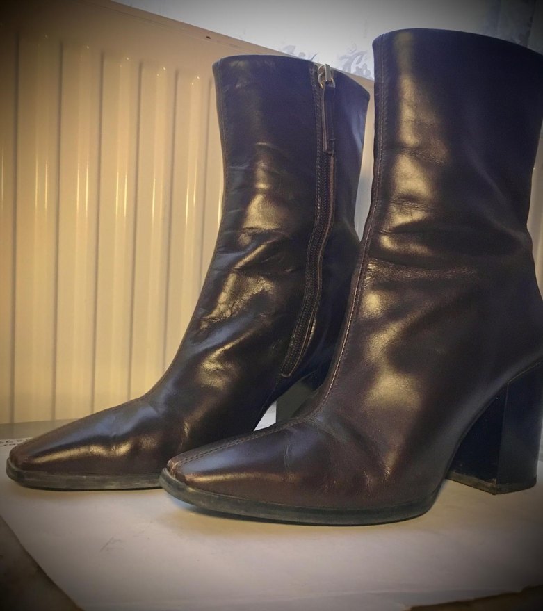 37 No. Zara Kahverengi Deri Kadın Topuklu Bot - Görsel 2