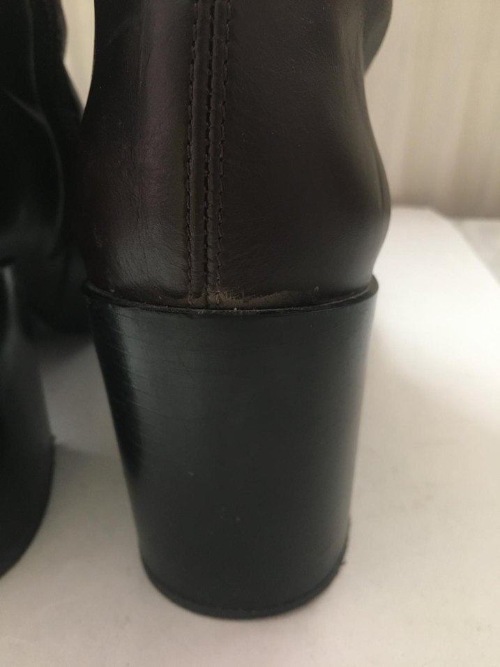 37 No. Zara Kahverengi Deri Kadın Topuklu Bot - Görsel 4