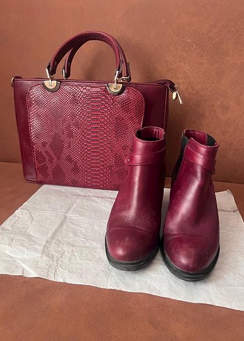 Gön Deri 39 No. Burgundy Deri Tokalı Kadın Botu - Görsel 5