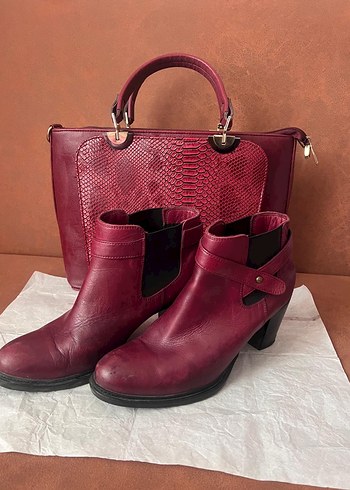 Gön Deri 39 No. Burgundy Deri Tokalı Kadın Botu - Görsel 4