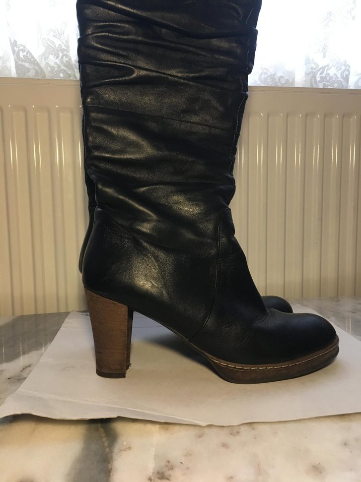 Tergan 38 No. Kahverengi Deri Kadın Bot - Görsel 2