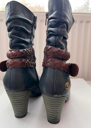 Rieker Kahverengi Deri Kadın Botlar Tokalı Topuklu - Görsel 10