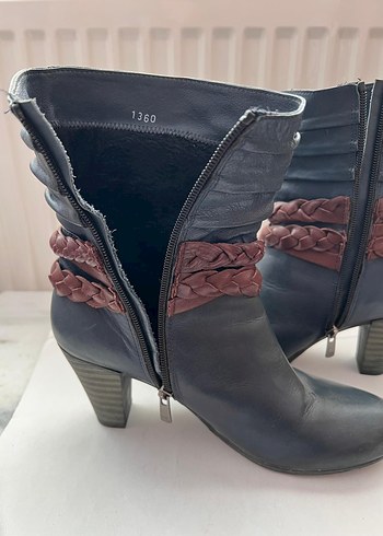 Rieker Kahverengi Deri Kadın Botlar Tokalı Topuklu - Görsel 9