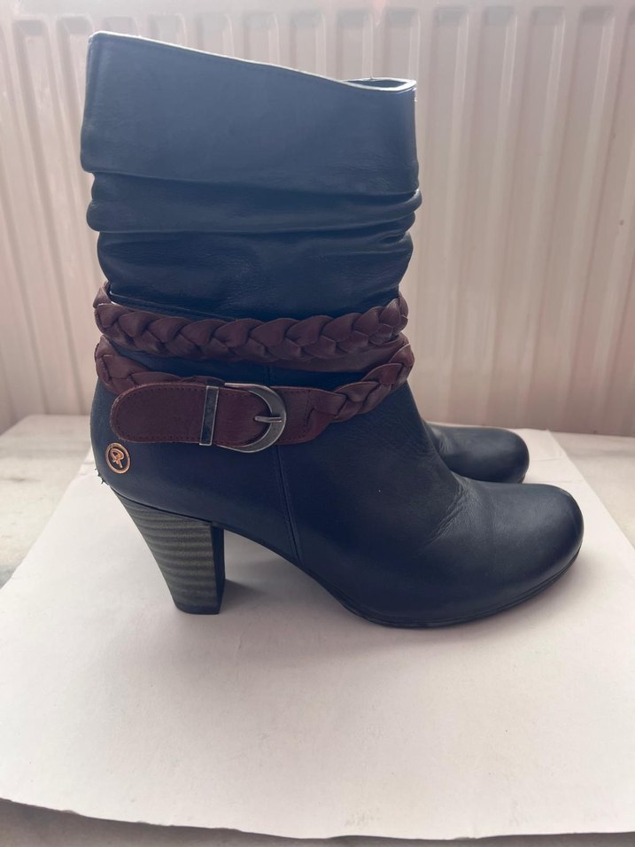 Rieker Kahverengi Deri Kadın Botlar Tokalı Topuklu - Görsel 2