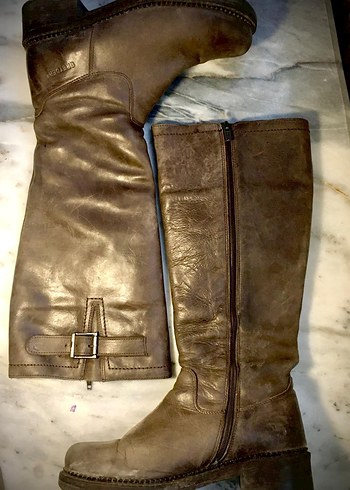 Greyder 37 No. Kahverengi Deri Biker Diz Boyu Çizme - Görsel 2