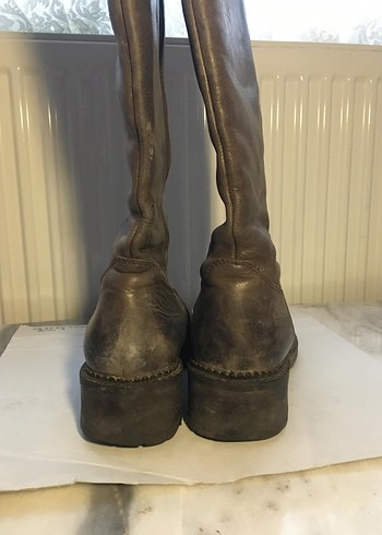 Greyder 37 No. Kahverengi Deri Biker Diz Boyu Çizme - Görsel 4