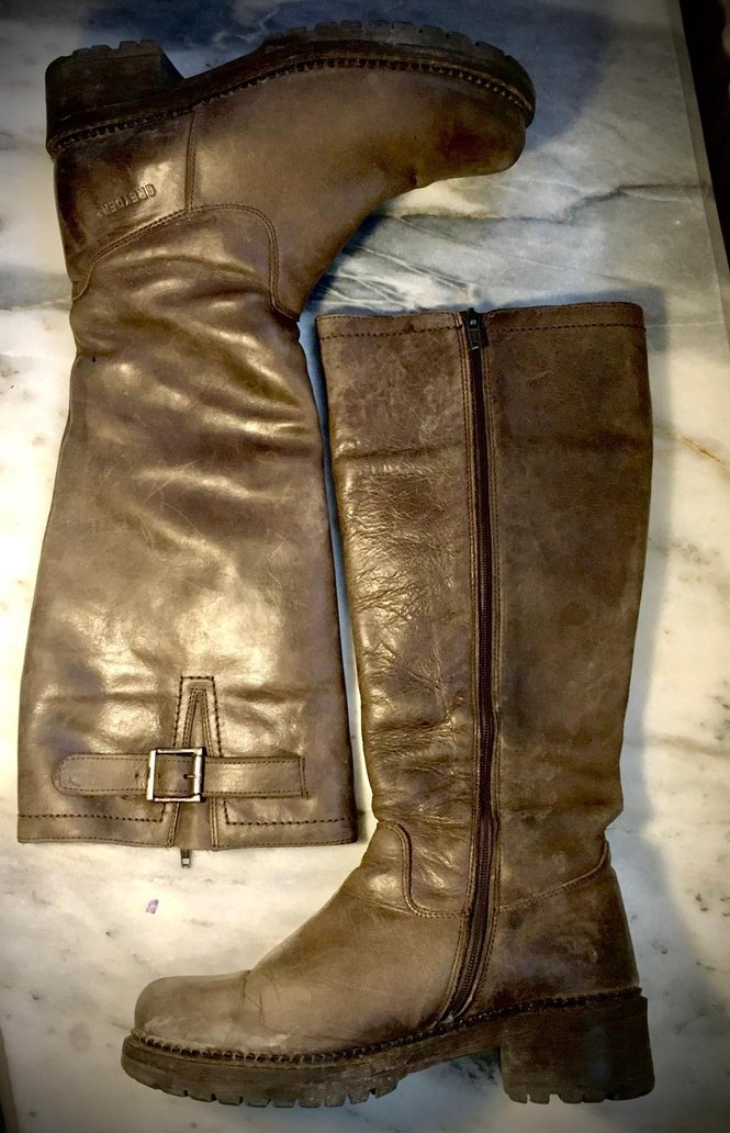 Greyder 37 No. Kahverengi Deri Biker Diz Boyu Çizme - Görsel 2