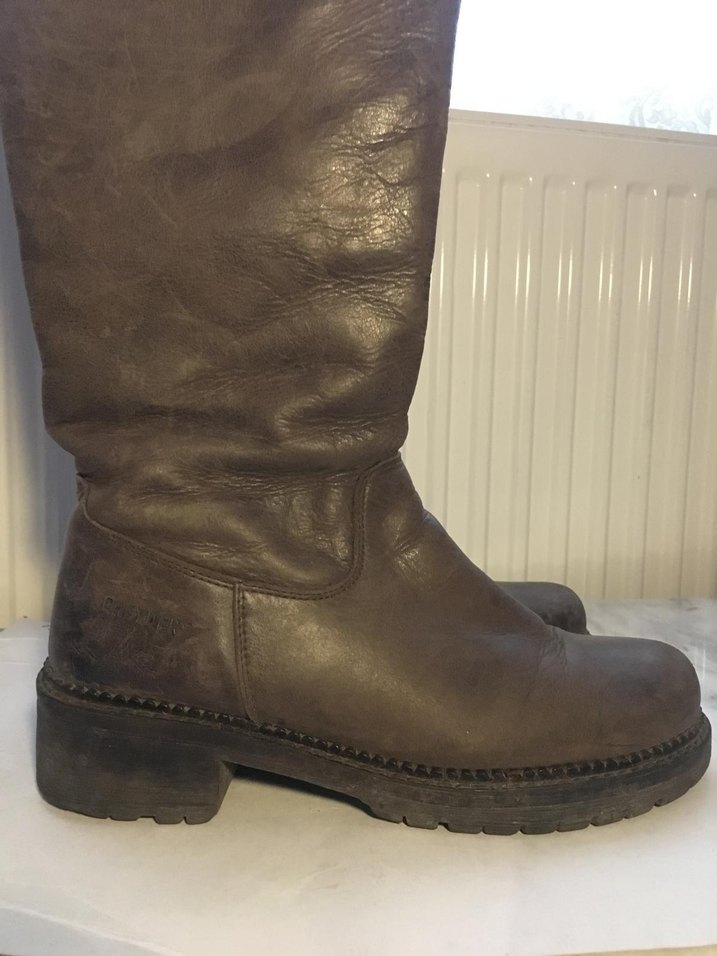 Greyder 37 No. Kahverengi Deri Biker Diz Boyu Çizme - Görsel 5