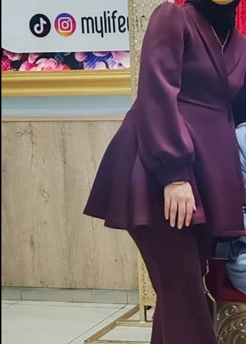 Bordo Uzun Kollu Drapeli Kadın Takım