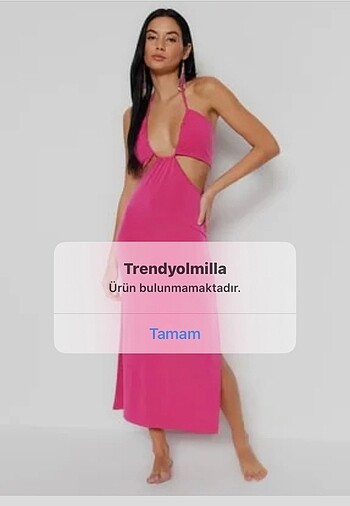 40 Beden pembe Renk Trendyolmilla Plaj Elbisesi Sırtı açık ip bağlamalı