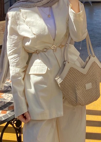 H&M model bej Blazer takım