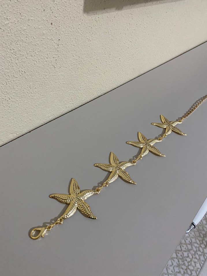 Altın Renkli Zincir Detaylı Bohem Kadın BEl Zinciri - Görsel 2