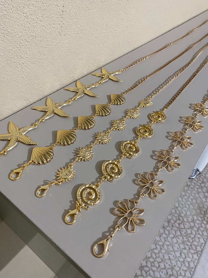 Altın Renkli İşlemeli Kadın BEl Zinciri - Görsel 2