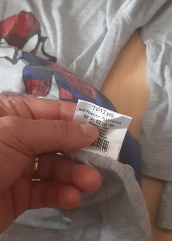11-12 Yaş Beden Erkek Çocuk Gri Baskılı Uzun Kollu Tişört
