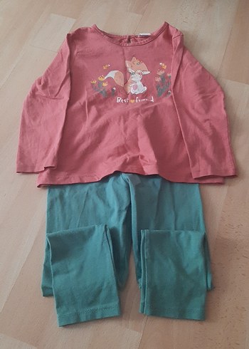 Pembe Baskılı Uzun Kollu penye Bebek Takımı